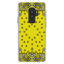 DistinctInk® Clear Shockproof Hybrid Case for Apple iPhone / Samsung Galaxy / Google Pixel - Bandana Print - Yellow,  Black, White
