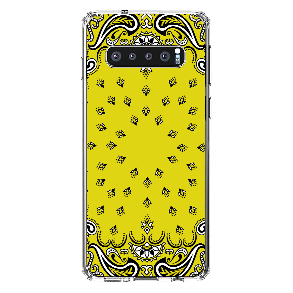 Bandana Print, Yellow, Black, White Clear Shockproof iPhone Case, view 16