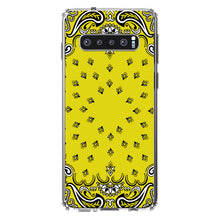 DistinctInk® Clear Shockproof Hybrid Case for Apple iPhone / Samsung Galaxy / Google Pixel - Bandana Print - Yellow,  Black, White