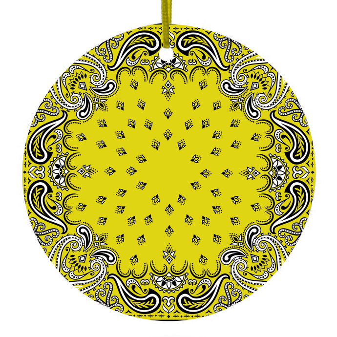 Yellow,  Black, White Ceramic Ornament