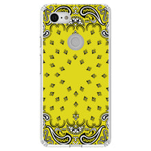 DistinctInk® Clear Shockproof Hybrid Case for Apple iPhone / Samsung Galaxy / Google Pixel - Bandana Print - Yellow,  Black, White