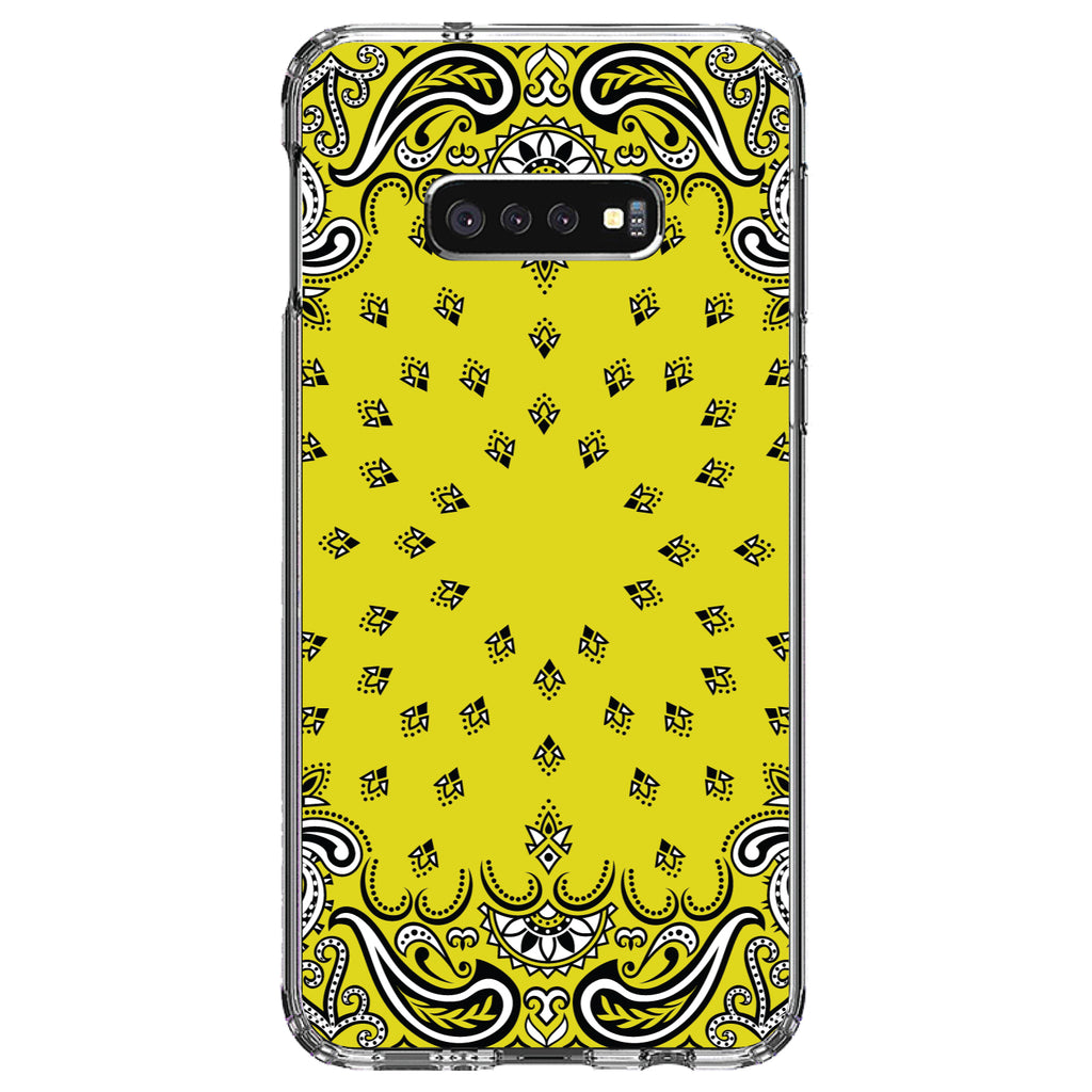 Bandana Print, Yellow, Black, White Clear Shockproof iPhone Case, view 18