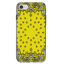 DistinctInk® Clear Shockproof Hybrid Case for Apple iPhone / Samsung Galaxy / Google Pixel - Bandana Print - Yellow,  Black, White