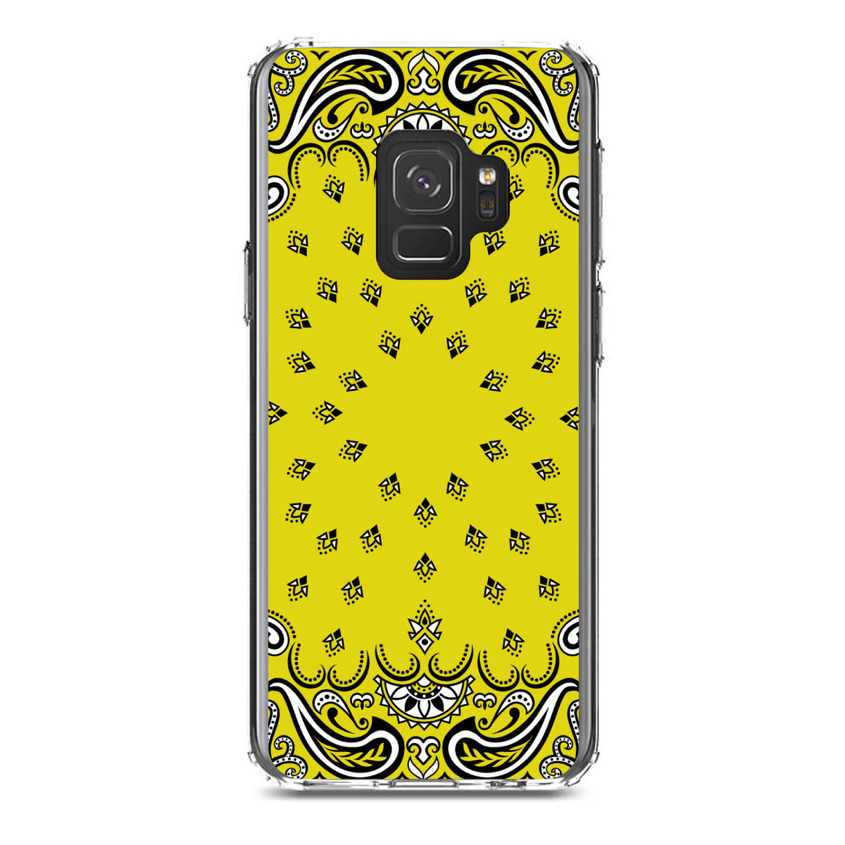 Bandana Print, Yellow, Black, White Clear Shockproof iPhone Case, view 19