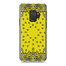 DistinctInk® Clear Shockproof Hybrid Case for Apple iPhone / Samsung Galaxy / Google Pixel - Bandana Print - Yellow,  Black, White