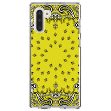 DistinctInk® Clear Shockproof Hybrid Case for Apple iPhone / Samsung Galaxy / Google Pixel - Bandana Print - Yellow,  Black, White