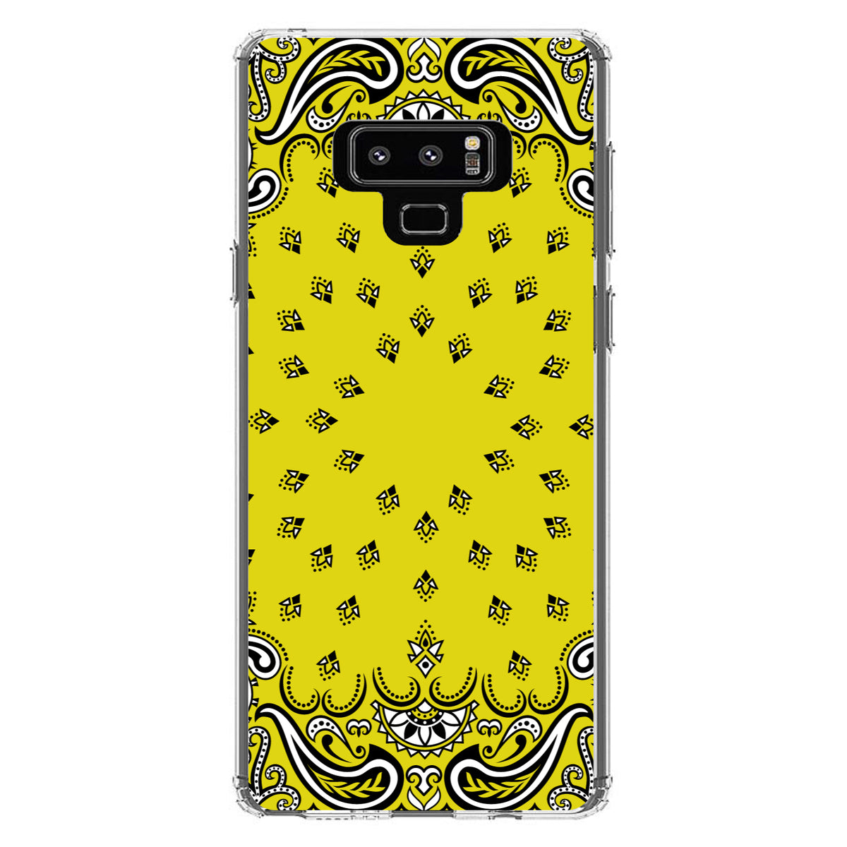 Bandana Print, Yellow, Black, White Clear Shockproof iPhone Case, view 11