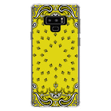DistinctInk® Clear Shockproof Hybrid Case for Apple iPhone / Samsung Galaxy / Google Pixel - Bandana Print - Yellow,  Black, White