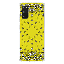 DistinctInk® Clear Shockproof Hybrid Case for Apple iPhone / Samsung Galaxy / Google Pixel - Bandana Print - Yellow,  Black, White