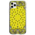 Bandana Print, Yellow, Black, White Clear Shockproof iPhone Case