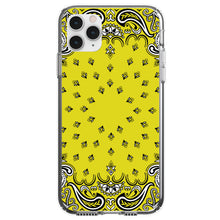 DistinctInk® Clear Shockproof Hybrid Case for Apple iPhone / Samsung Galaxy / Google Pixel - Bandana Print - Yellow,  Black, White