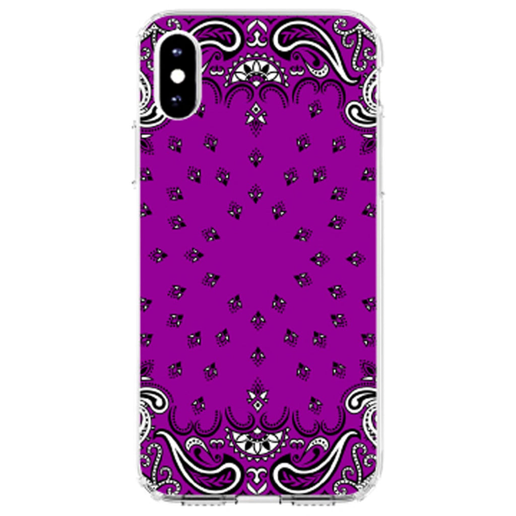 Bandana Print, Purple, Black, White Clear Shockproof iPhone Case, view 3