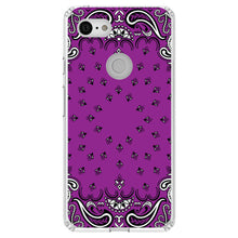 DistinctInk® Clear Shockproof Hybrid Case for Apple iPhone / Samsung Galaxy / Google Pixel - Bandana Print - Purple,  Black, White