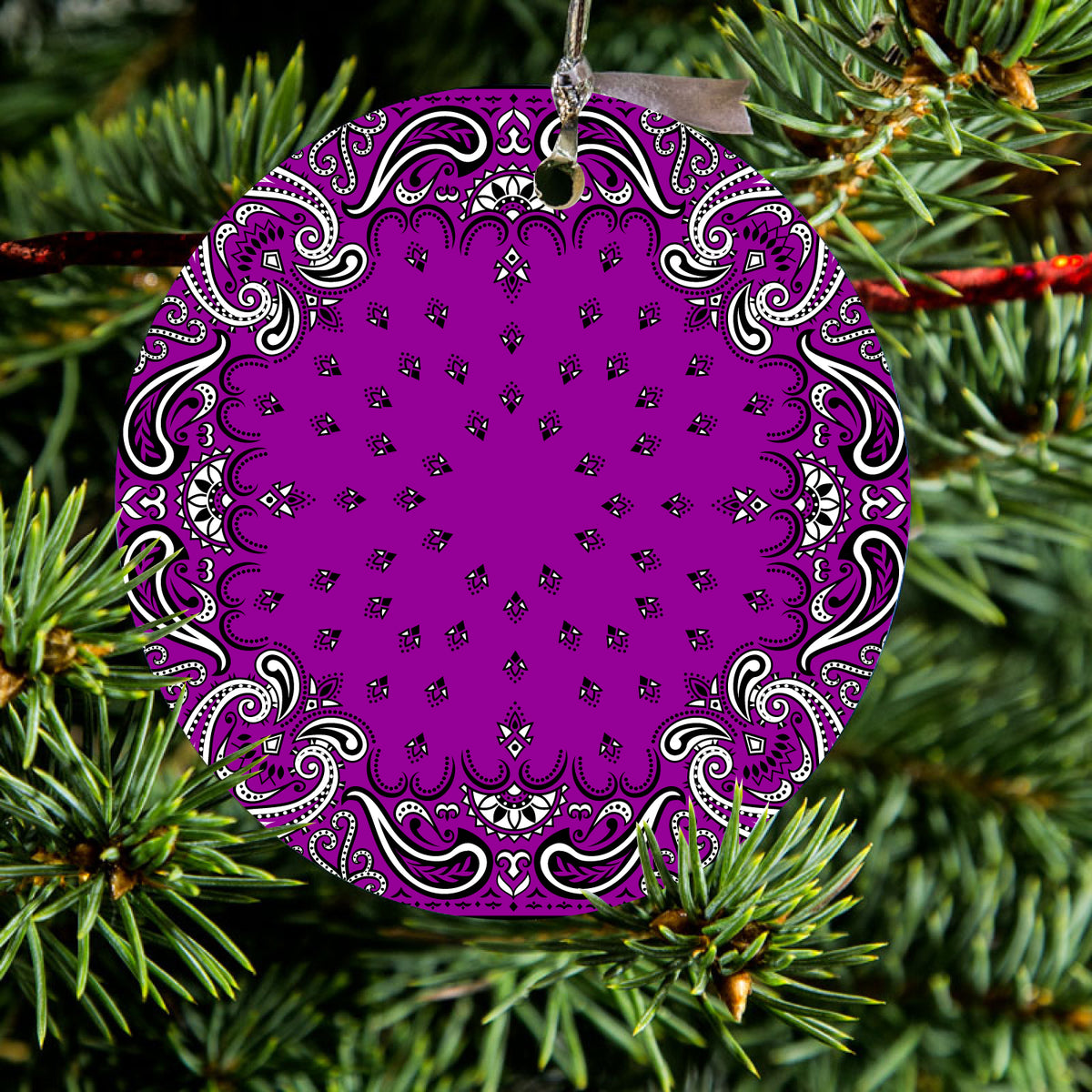 Purple, Black, White Ceramic Ornament, view 2
