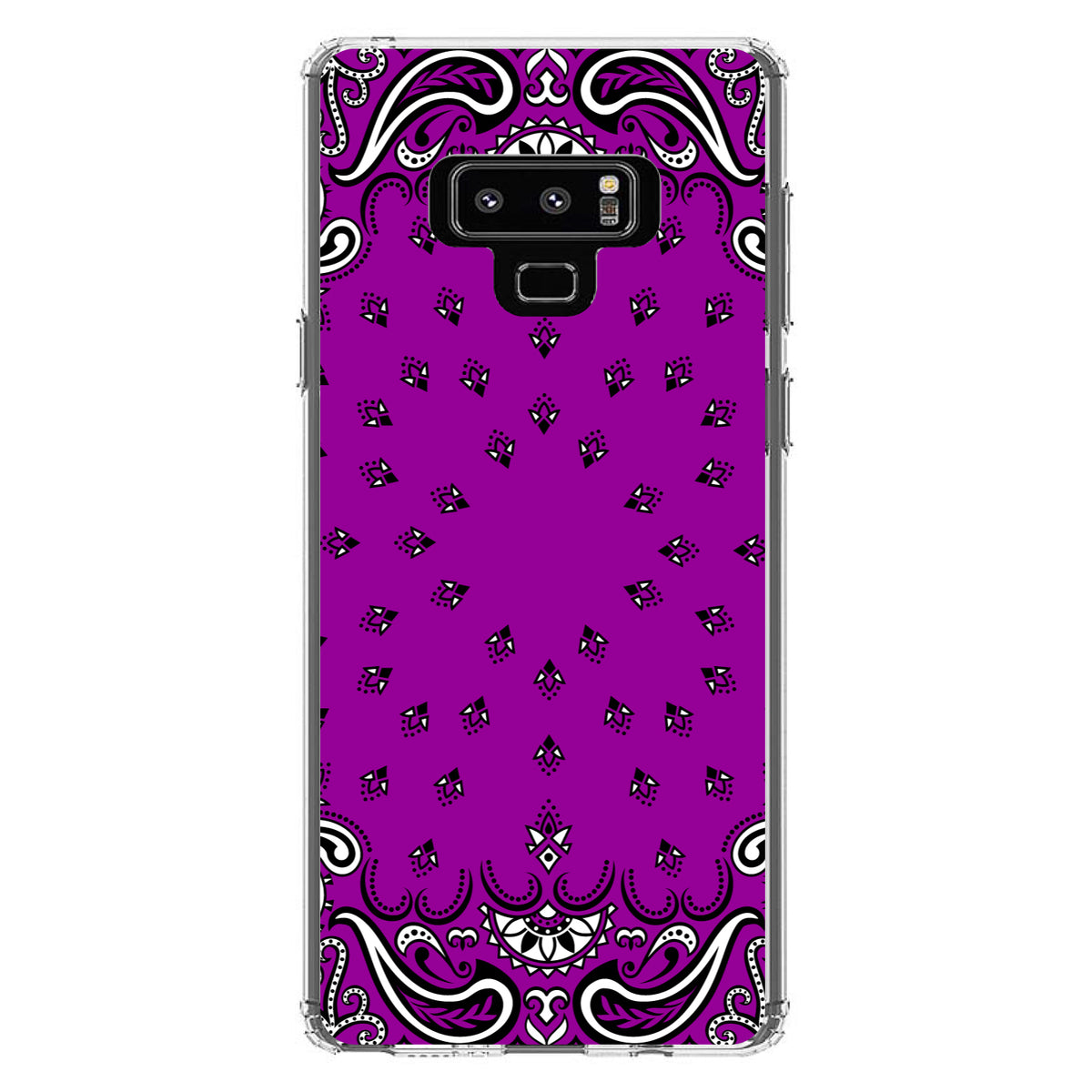 Bandana Print, Purple, Black, White Clear Shockproof iPhone Case, view 11