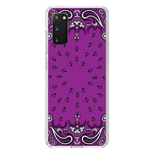 DistinctInk® Clear Shockproof Hybrid Case for Apple iPhone / Samsung Galaxy / Google Pixel - Bandana Print - Purple,  Black, White