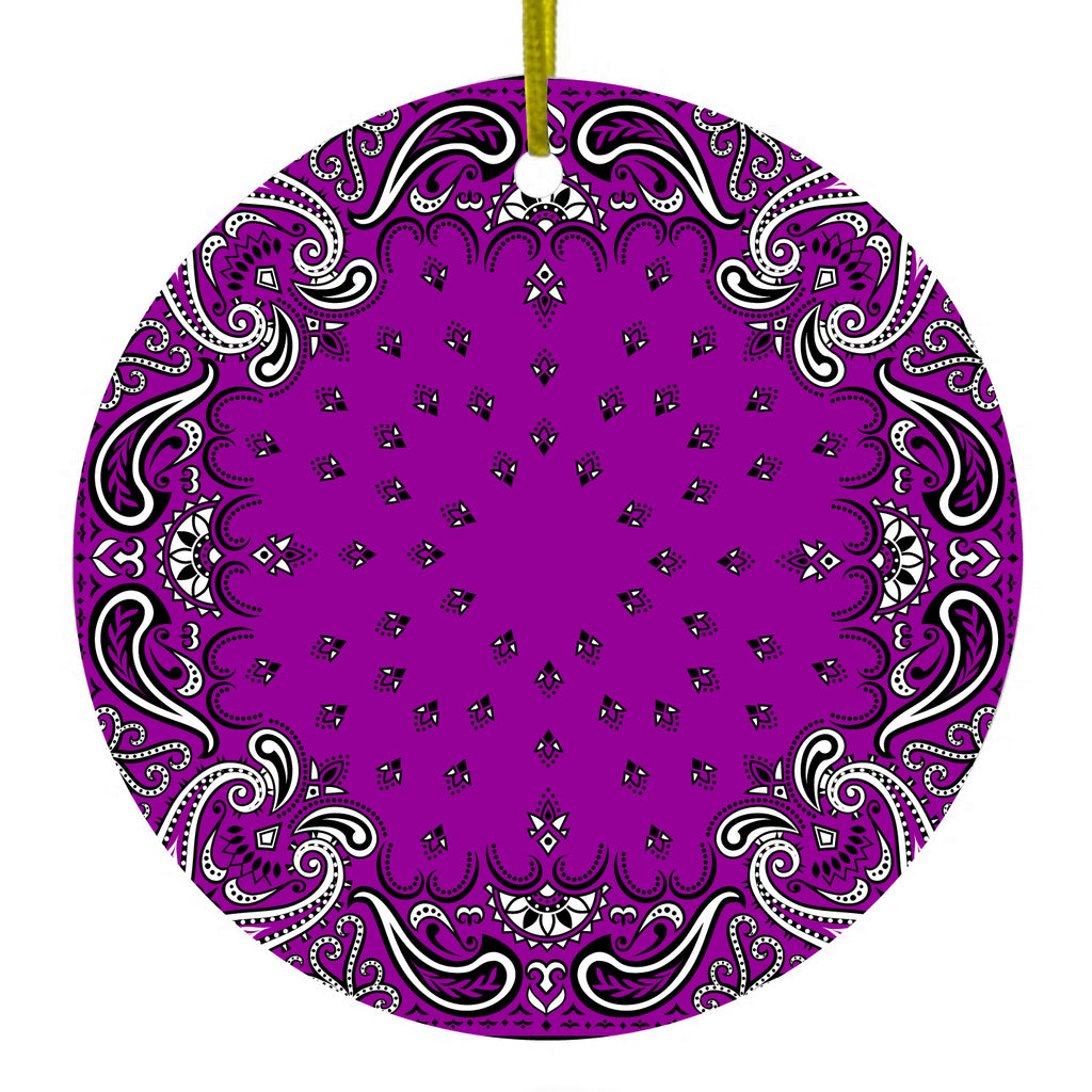Purple, Black, White Ceramic Ornament