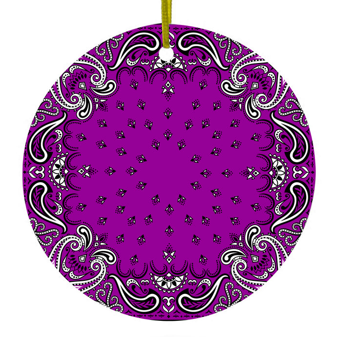 Purple,  Black, White Ceramic Ornament