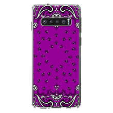 DistinctInk® Clear Shockproof Hybrid Case for Apple iPhone / Samsung Galaxy / Google Pixel - Bandana Print - Purple,  Black, White
