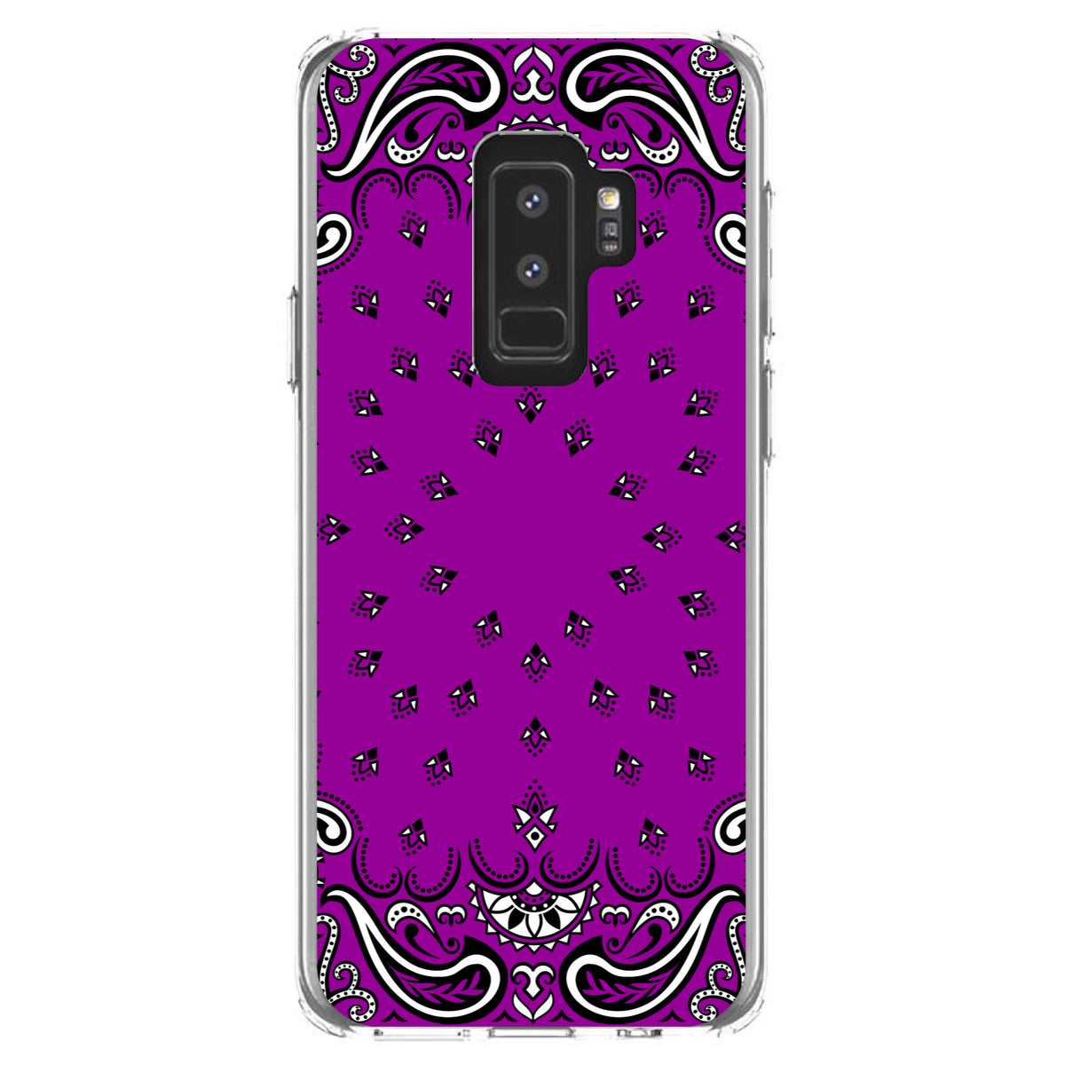 Bandana Print, Purple, Black, White Clear Shockproof iPhone Case, view 20