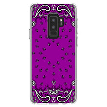 DistinctInk® Clear Shockproof Hybrid Case for Apple iPhone / Samsung Galaxy / Google Pixel - Bandana Print - Purple,  Black, White