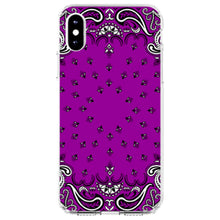 DistinctInk® Clear Shockproof Hybrid Case for Apple iPhone / Samsung Galaxy / Google Pixel - Bandana Print - Purple,  Black, White