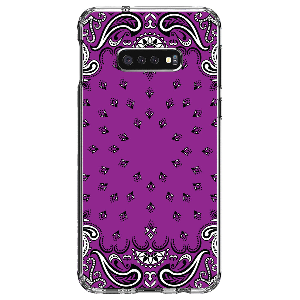 Bandana Print, Purple, Black, White Clear Shockproof iPhone Case, view 18