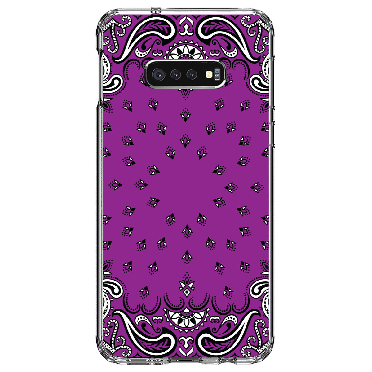 Bandana Print, Purple, Black, White Clear Shockproof iPhone Case, view 18