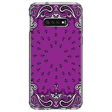 DistinctInk® Clear Shockproof Hybrid Case for Apple iPhone / Samsung Galaxy / Google Pixel - Bandana Print - Purple,  Black, White