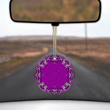 DistinctInk® Hanging Ceramic Christmas Tree Ornament with Gold String - Great Gift / Present - 2 3/4 inch Diameter - Bandana Print - Purple,  Black, White