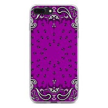 DistinctInk® Clear Shockproof Hybrid Case for Apple iPhone / Samsung Galaxy / Google Pixel - Bandana Print - Purple,  Black, White