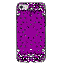 DistinctInk® Clear Shockproof Hybrid Case for Apple iPhone / Samsung Galaxy / Google Pixel - Bandana Print - Purple,  Black, White