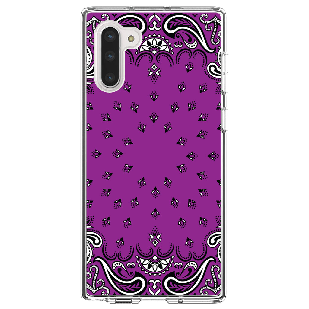 Bandana Print, Purple, Black, White Clear Shockproof iPhone Case, view 9