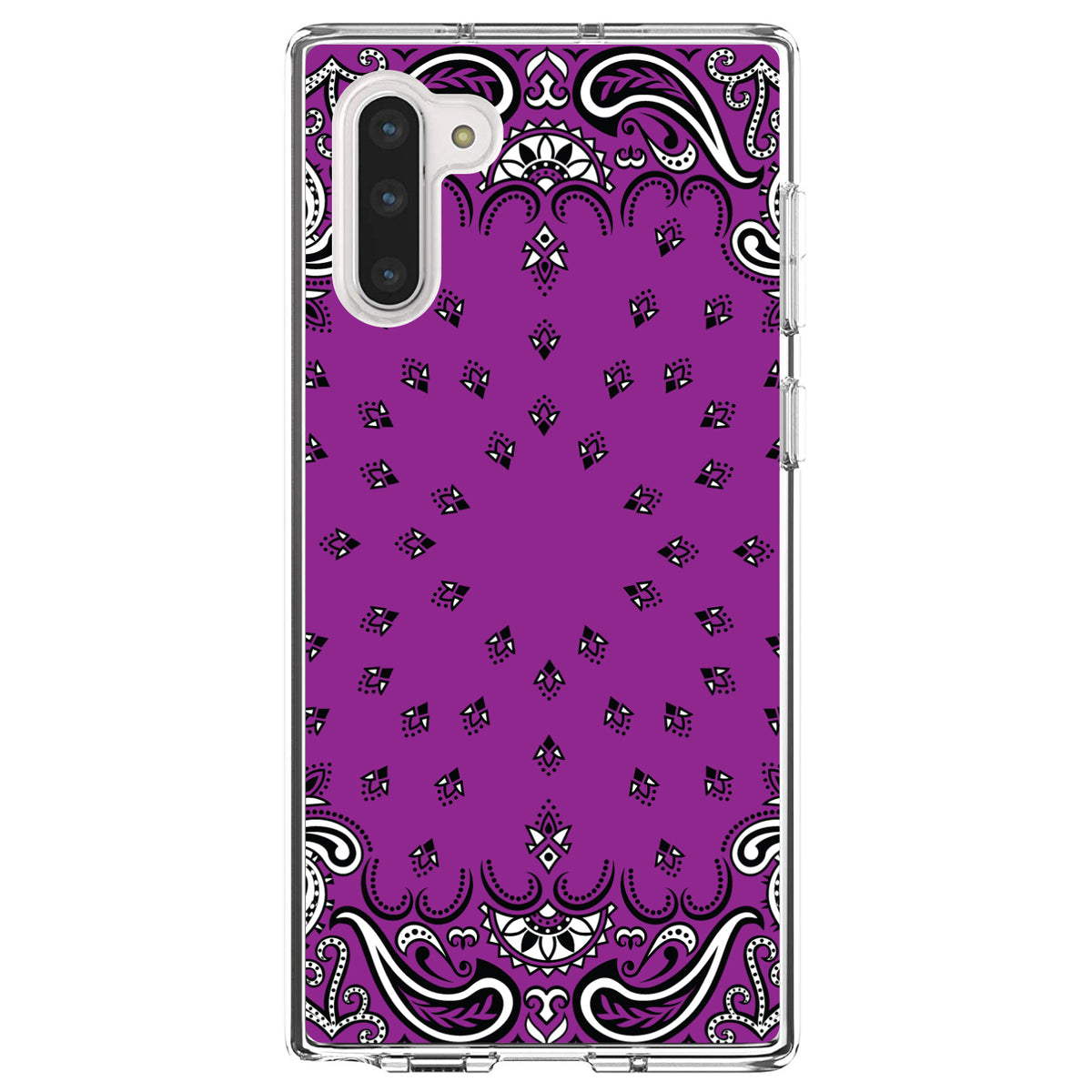Bandana Print, Purple, Black, White Clear Shockproof iPhone Case, view 9