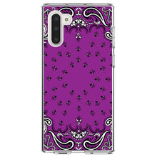 DistinctInk® Clear Shockproof Hybrid Case for Apple iPhone / Samsung Galaxy / Google Pixel - Bandana Print - Purple,  Black, White