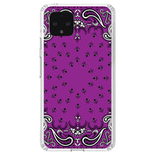 DistinctInk® Clear Shockproof Hybrid Case for Apple iPhone / Samsung Galaxy / Google Pixel - Bandana Print - Purple,  Black, White