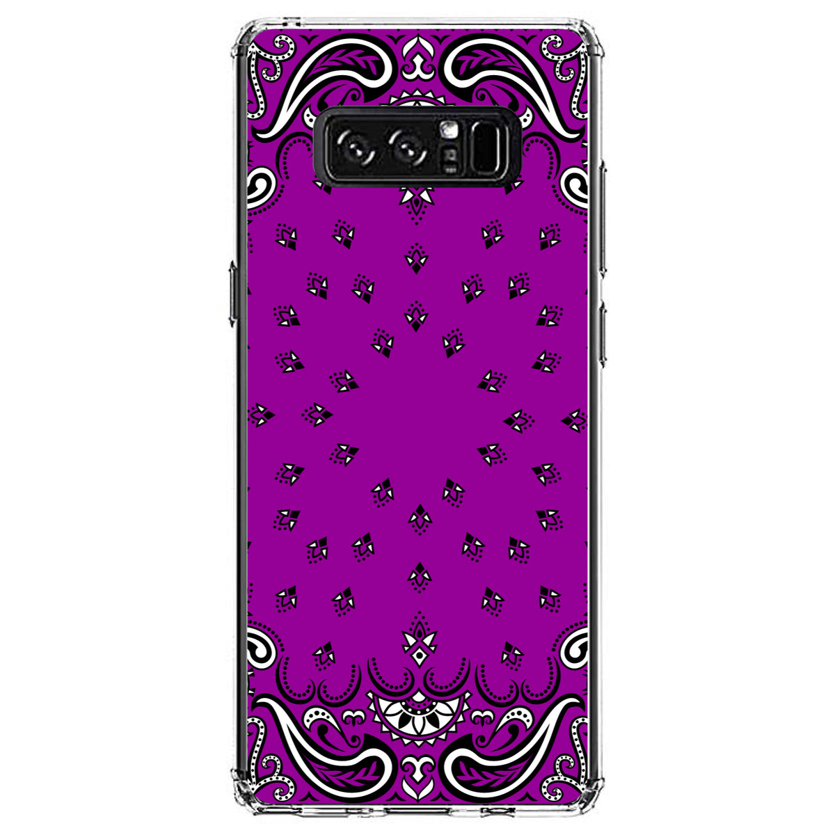 Bandana Print, Purple, Black, White Clear Shockproof iPhone Case, view 12