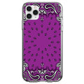 Bandana Print, Purple, Black, White Clear Shockproof iPhone Case