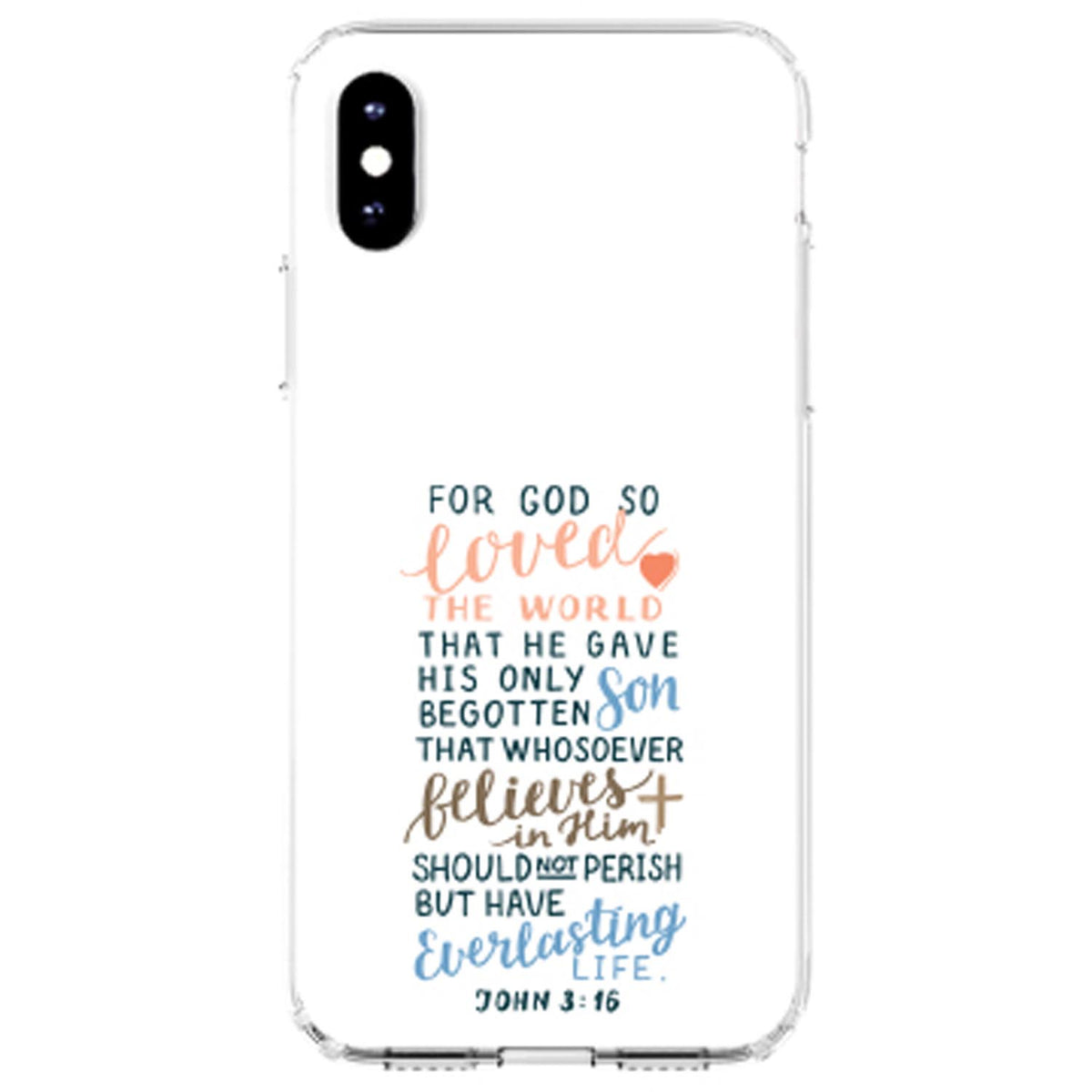 John 3:16, For God So Loved The World Clear Shockproof iPhone Case, view 2