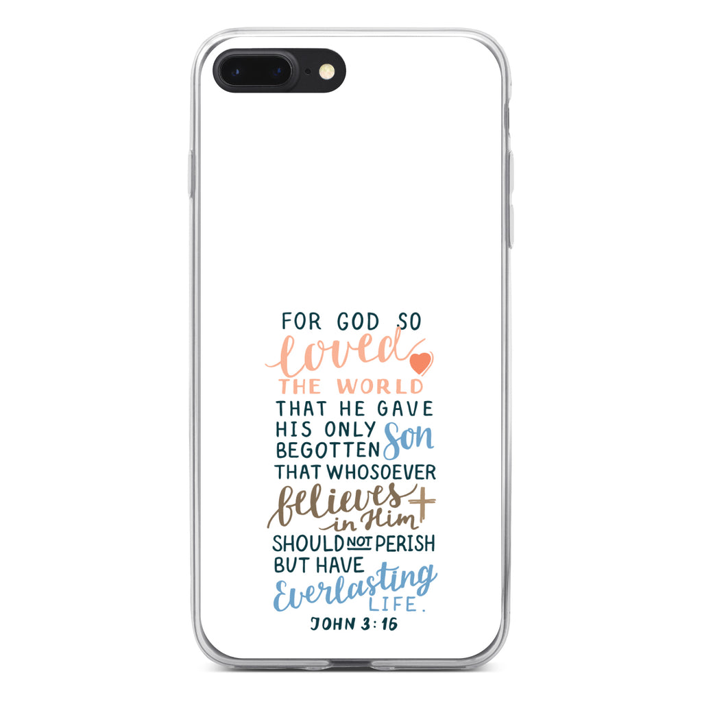 John 3:16, For God So Loved The World Clear Shockproof iPhone Case, view 6