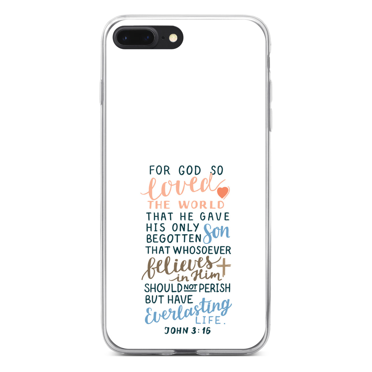 John 3:16, For God So Loved The World Clear Shockproof iPhone Case, view 6