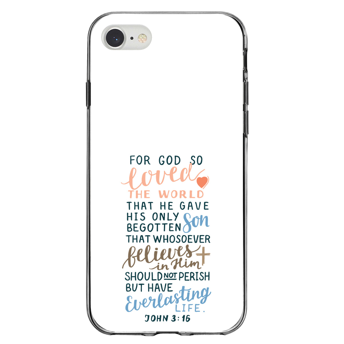 John 3:16, For God So Loved The World Clear Shockproof iPhone Case, view 5