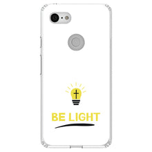 DistinctInk® Clear Shockproof Hybrid Case for Apple iPhone / Samsung Galaxy / Google Pixel - BE LIGHT - Cross in a Light Bulb