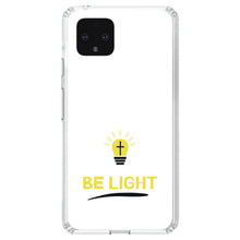 DistinctInk® Clear Shockproof Hybrid Case for Apple iPhone / Samsung Galaxy / Google Pixel - BE LIGHT - Cross in a Light Bulb