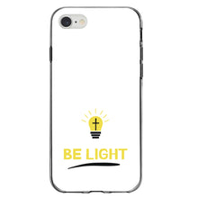 DistinctInk® Clear Shockproof Hybrid Case for Apple iPhone / Samsung Galaxy / Google Pixel - BE LIGHT - Cross in a Light Bulb