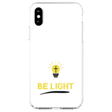 DistinctInk® Clear Shockproof Hybrid Case for Apple iPhone / Samsung Galaxy / Google Pixel - BE LIGHT - Cross in a Light Bulb