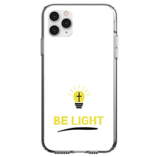 DistinctInk® Clear Shockproof Hybrid Case for Apple iPhone / Samsung Galaxy / Google Pixel - BE LIGHT - Cross in a Light Bulb