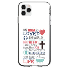 DistinctInk® Clear Shockproof Hybrid Case for Apple iPhone / Samsung Galaxy / Google Pixel - John 3:16 - Pink Teal - For God So Loved The World
