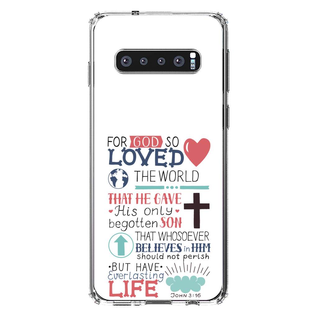 John 3:16, Pink Teal, For God So Loved The World Clear Shockproof iPhone Case, view 16