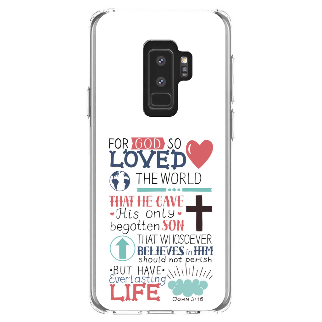 John 3:16, Pink Teal, For God So Loved The World Clear Shockproof iPhone Case, view 20